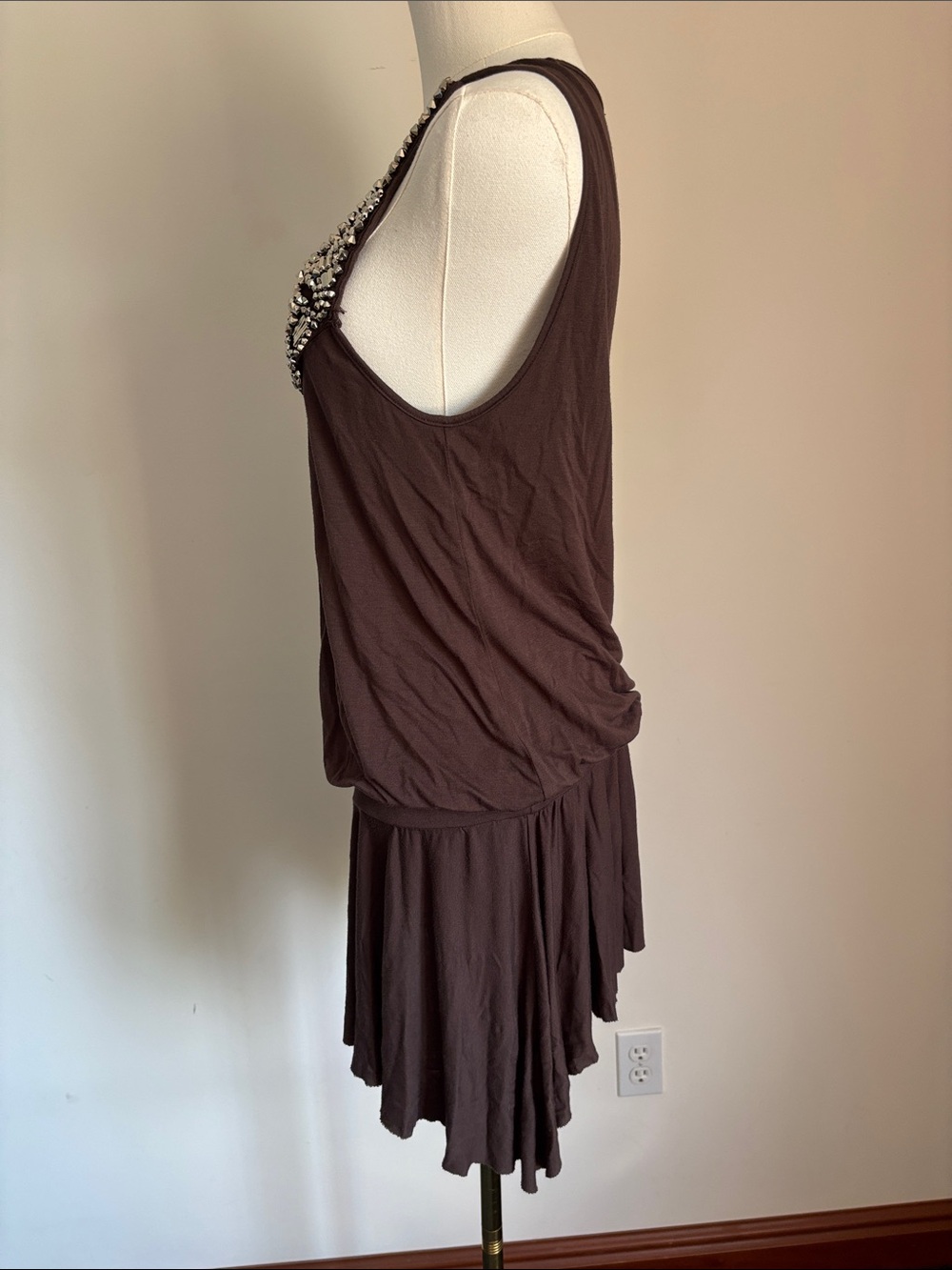 Cache Embellished Brown Mini Dress - Picture 2 of 5